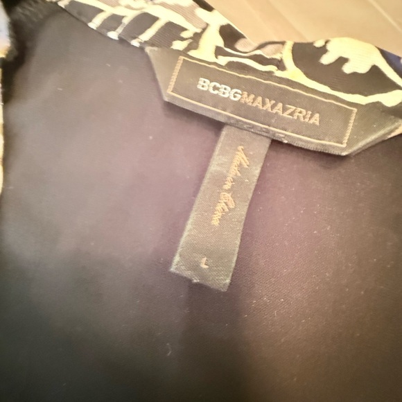 BCBGMaxAzria Short Sleeve V-neck Jersey Draped Black Midi Dress Size Large - Picture 5 of 11